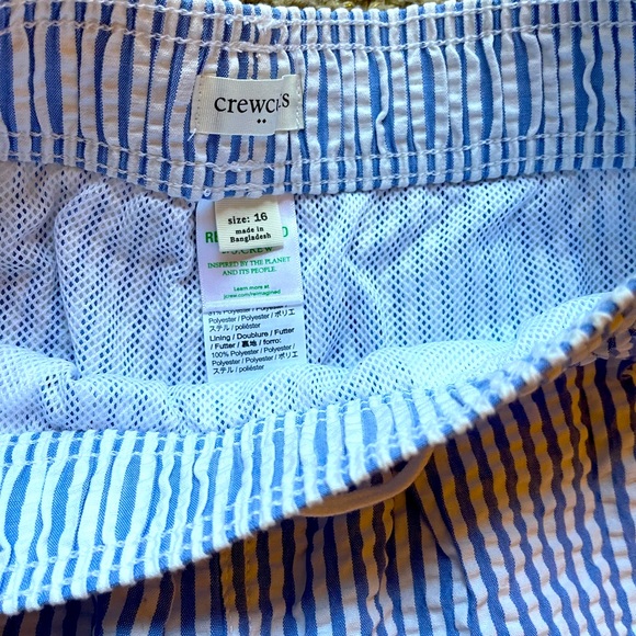 NWOT J. Crew Crewcuts Boy Size 16 Blue and White Striped Trunks. - Picture 2 of 3